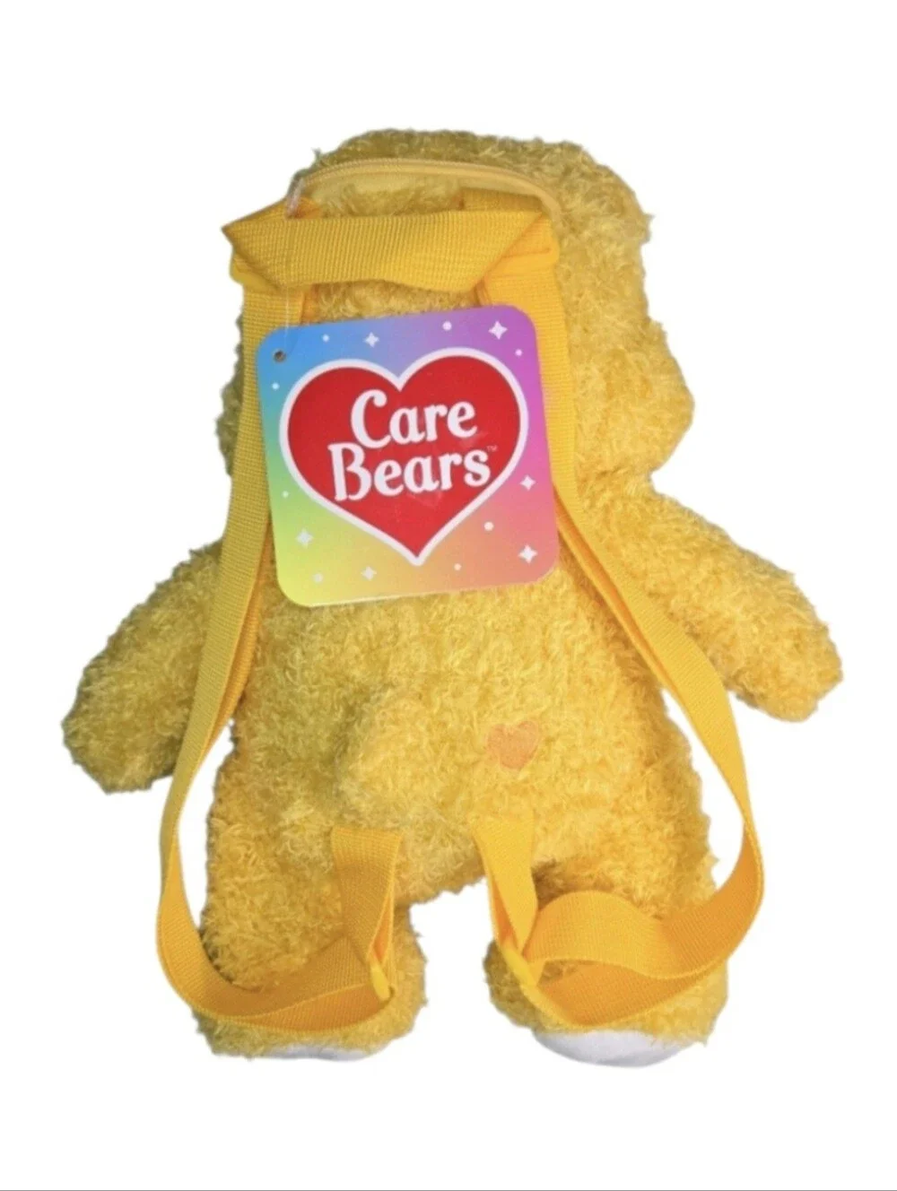 Care Bears Girls Funshine Bear Plush Backpack in Yellow With Mini Zip Bag NWT!!